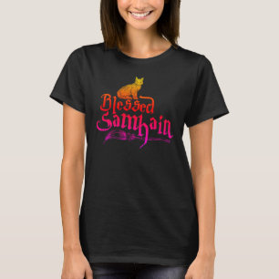 Blessed Samhain - Cat Witches Broom 1a T-Shirt