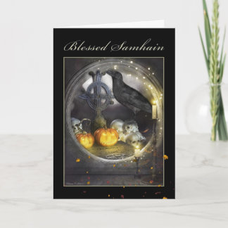 Blessed Samhain Mystical Raven Greeting Card