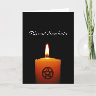 Blessed Samhain Pagan Candle with Pentacle Card