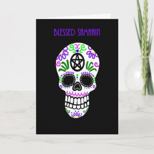 Blessed Samhain Pentacle Skull Card