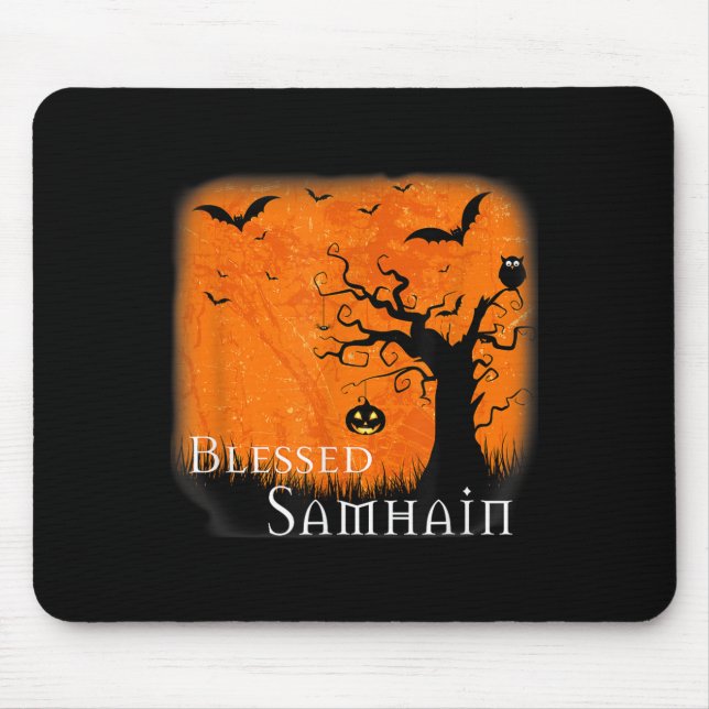 Blessed Samhain Wiccan Celtic Pagan Halloween Witc Mouse Pad (Front)