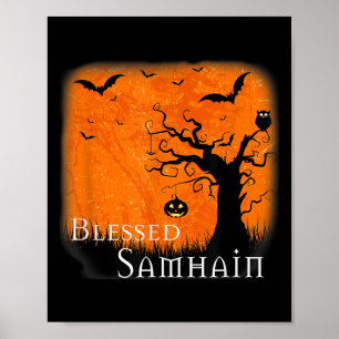 Blessed Samhain Wiccan Celtic Pagan Halloween Witc Poster