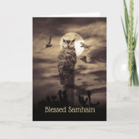 Blessed Samhain with Owl and Poem