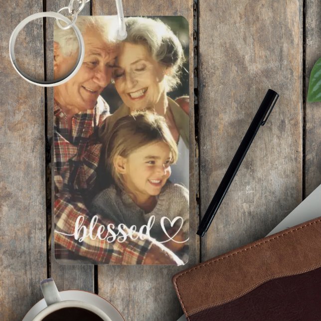 Blessed Script Custom Photo Key Ring (Creator Uploaded)