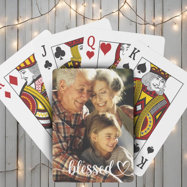Blessed Script Custom Photo Playing Cards (Blessed Script Custom Photo Playing Cards)