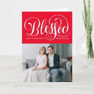 Blessed Script   Folded Holiday Card