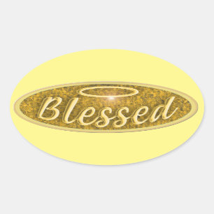 Blessed Shiny Nostalgia Halo Slogan Fun Oval Stick Oval Sticker