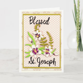 Blessed St. Joseph Greeting Card with Lilies