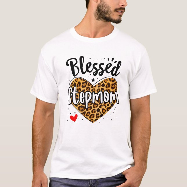 Blessed Stepmom Leopard Print Nana Mother's Day Gr T-Shirt (Front)