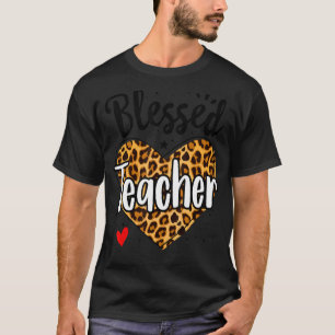 Blessed Teacher Leopard Heart Kindergarten Prescho T-Shirt