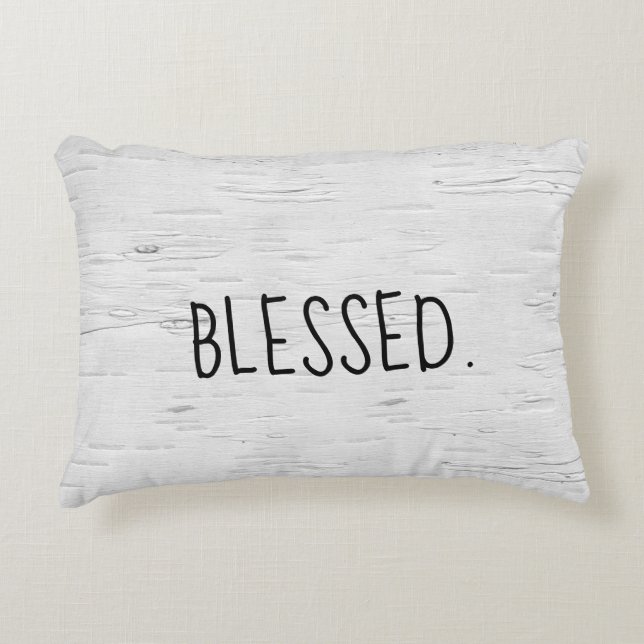BLESSED Text On Birch Tree  Accent Pillow (Front)