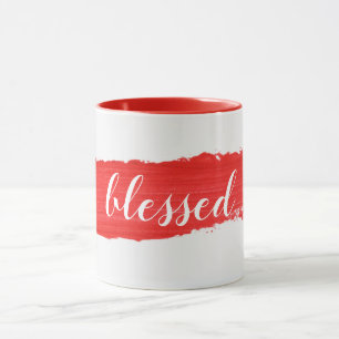 BLESSED Text On Red Paint Mug