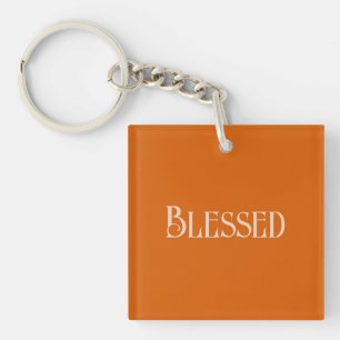 "Blessed" & "thankful" Custom Typography on Bamboo Key Ring