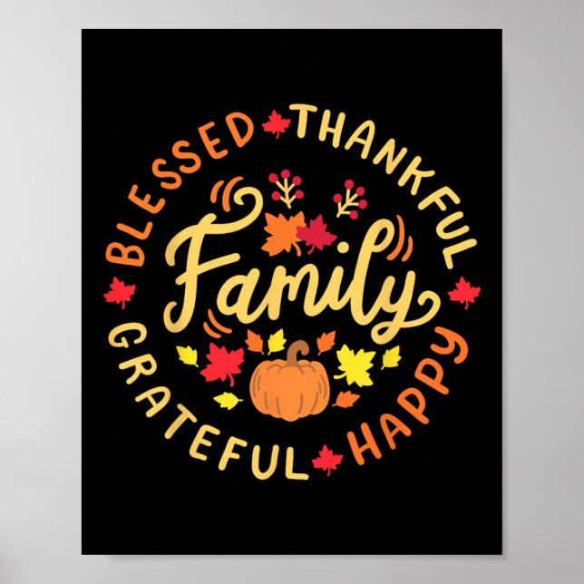 Blessed thankful family thanksgiving  poster (Front)
