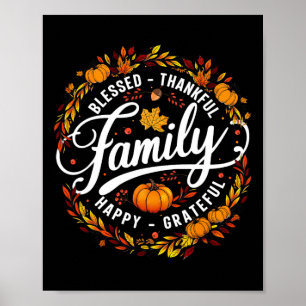 Blessed Thankful Happy Grateful Family Matching Th Poster
