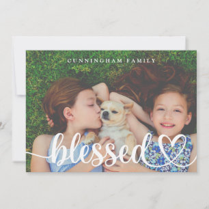 Blessed Thanksgiving Country Rustic Family Photos Holiday Card