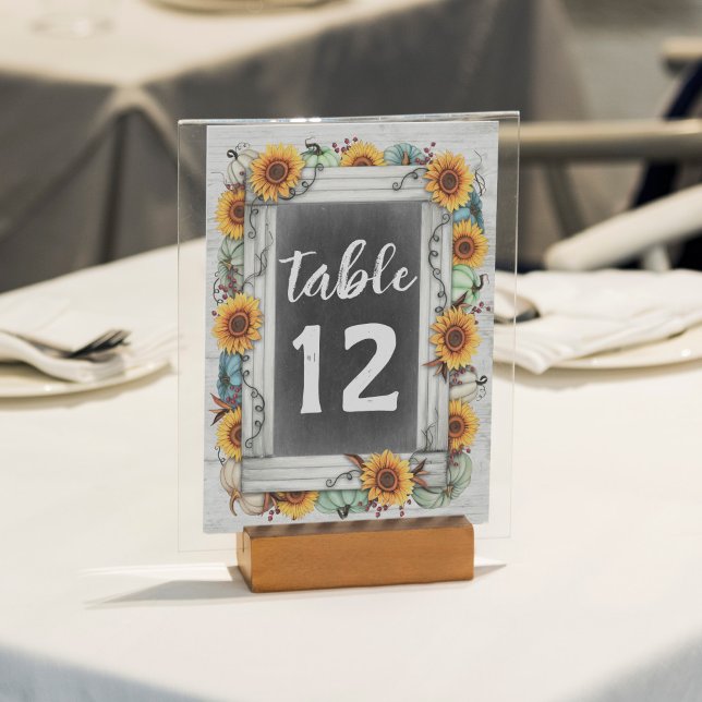 Blessed Thanksgiving Fall Sunflowers Family Dinner Table Number (Creator Uploaded)