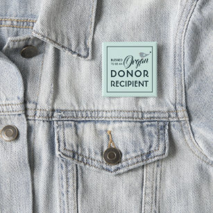Blessed To Be An Organ Donor Recipient Pastel Blue 15 Cm Square Badge