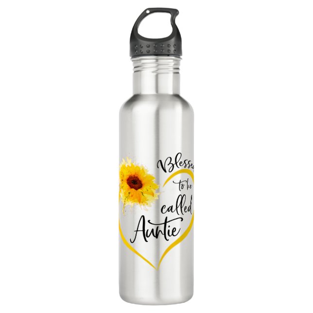 Blessed To Be Called auntie Sunflower Gifts 710 Ml Water Bottle (Front)