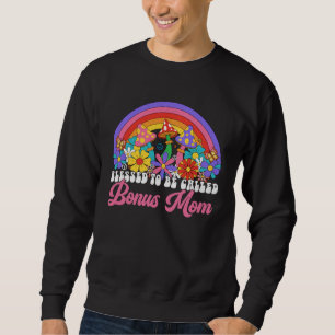 Blessed To Be Called Bonus Mom Rainbow Groovy Hipp Sweatshirt