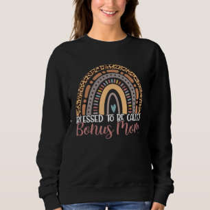 Blessed To Be Called Bonus Mom Rainbow Leopard Mot Sweatshirt
