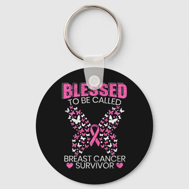 Blessed To Be Called Breast Cancer Survivor Pink B Key Ring (Front)