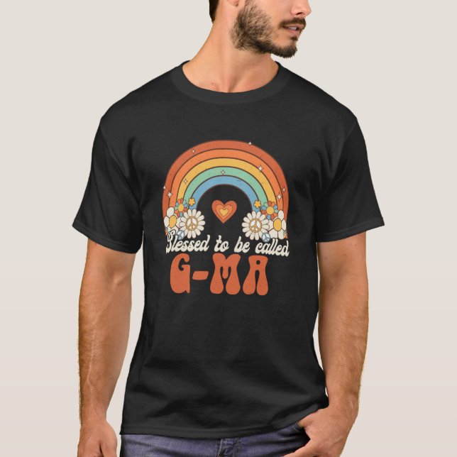 Blessed To Be Called G Ma Groovy Rainbow Mother s  T-Shirt (Front)