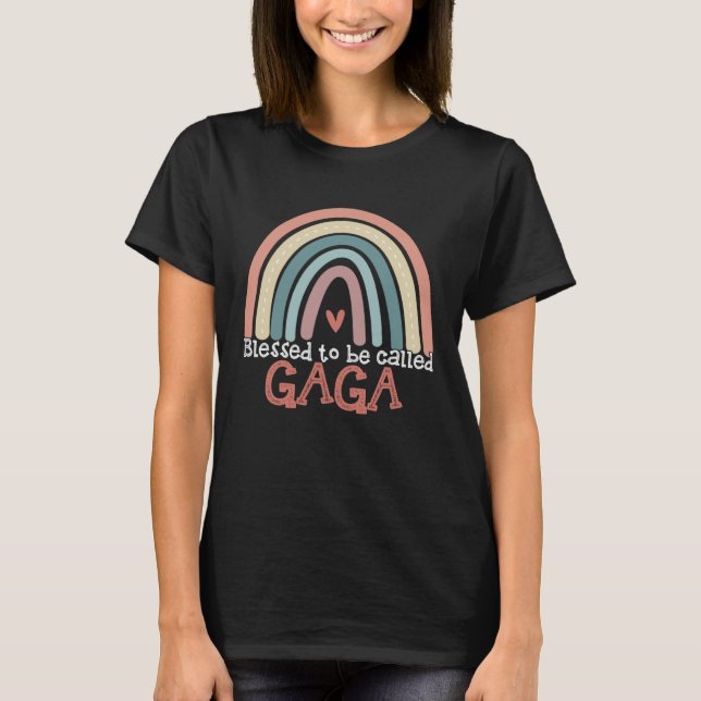 Blessed To Be Called Gaga Boho Rainbow Mothers Day T-Shirt (Front)