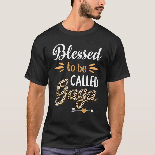 Blessed to be called Gaga Floral Leopard Grandma M T-Shirt (Front)