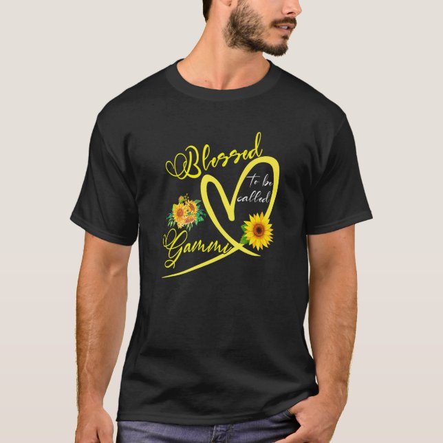 Blessed To Be Called Gammi Sunflower Heart Mothers T-Shirt (Front)