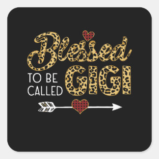 Blessed To Be Called Gigi Leopart Red Plaid Square Sticker
