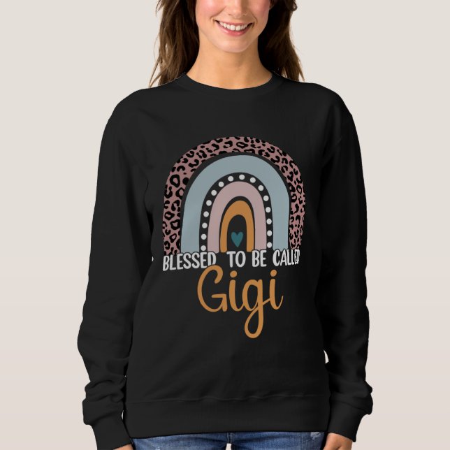 Blessed To Be Called Gigi Rainbow Leopard Mom Gran Sweatshirt (Front)