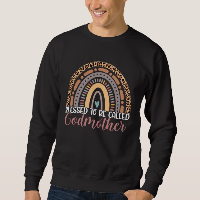 Blessed To Be Called Godmother Rainbow Leopard Mot Sweatshirt (Front)