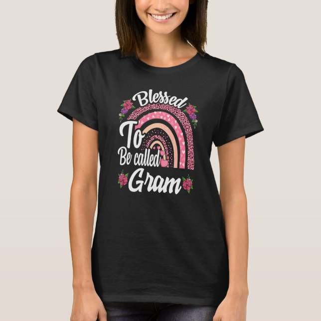 Blessed To Be Called Gram Cute Rainbow For Mothers T-Shirt (Front)