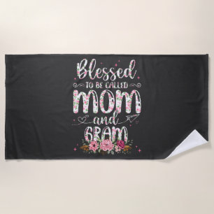 Blessed To Be Called Gram Flower Lovers  Beach Towel