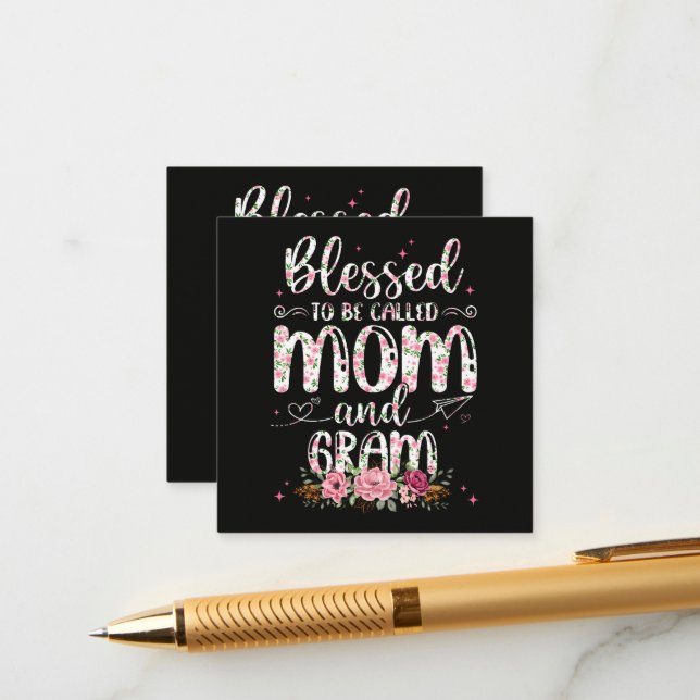 Blessed To Be Called Gram Flower Lovers  Enclosure Card (Front/Back In Situ)