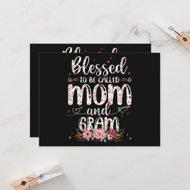 Blessed To Be Called Gram Flower Lovers  Invitation (Front/Back In Situ)