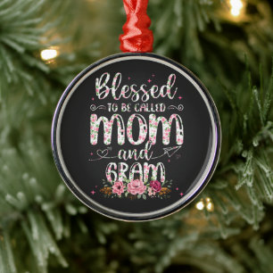 Blessed To Be Called Gram Flower Lovers Metal Ornament