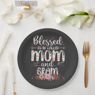 Blessed To Be Called Gram Flower Lovers Paper Plate