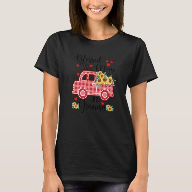 Blessed To Be Called Gramma Sunflower Truck Gramma T-Shirt (Front)
