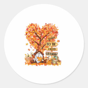 Blessed To Be Called Grammy Gnome Fall Thanksgivin Classic Round Sticker