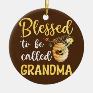 Blessed To Be Called Grandma Cute Bee Mother's Ceramic Ornament