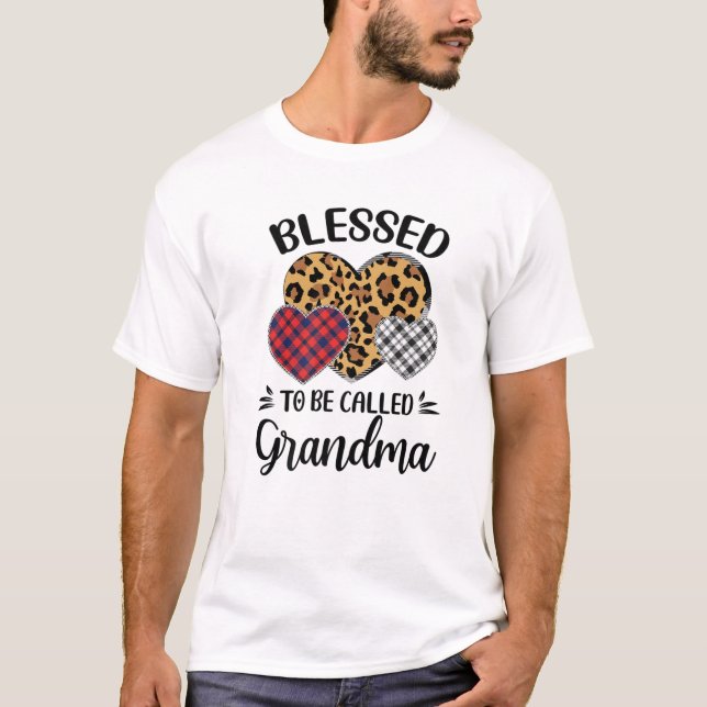 Blessed To Be Called GRANDMA Cute Leopard Hearts G T-Shirt (Front)