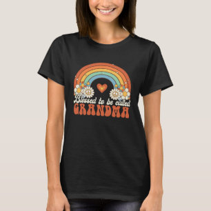 Blessed To Be Called Grandma Groovy Rainbow Mother T-Shirt