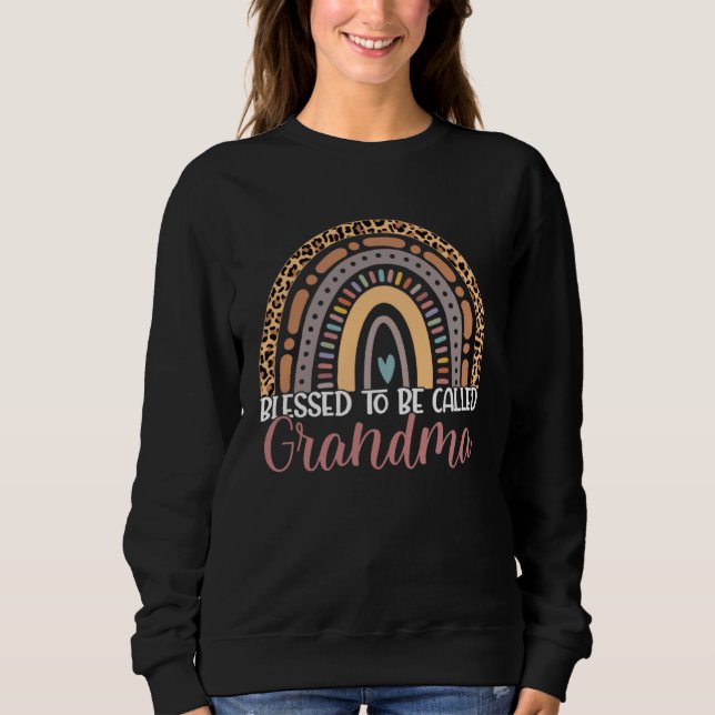 Blessed To Be Called Grandma Rainbow Leopard Mothe Sweatshirt (Front)