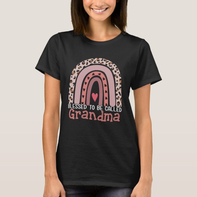 Blessed To Be Called Grandma Rainbow Leopard Mothe T-Shirt (Front)