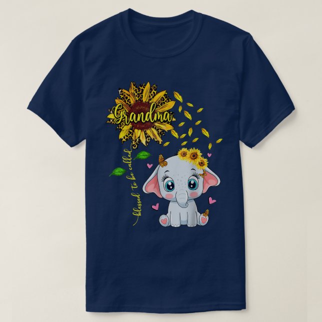 Blessed To Be Called Grandma Sunflower Elephant  T-Shirt (Design Front)