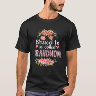 Blessed To Be Called Grandmom Floral Grandmom Moth T-Shirt