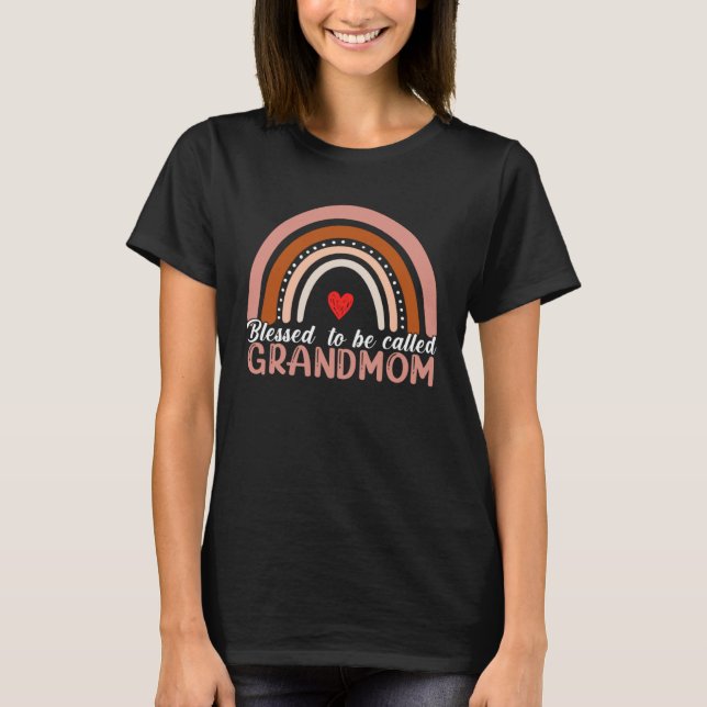 Blessed To Be Called Grandmom Rainbow Women Mother T-Shirt (Front)