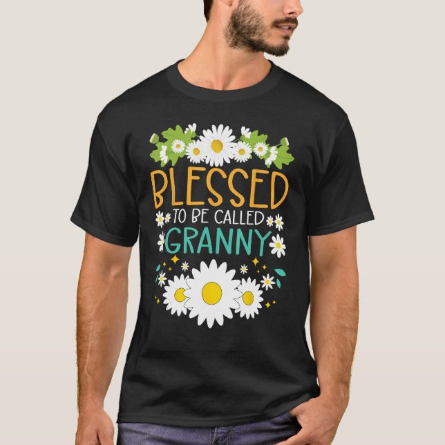 Blessed To Be Called Granny Mothers Day Daisy Flow T-Shirt (Front)